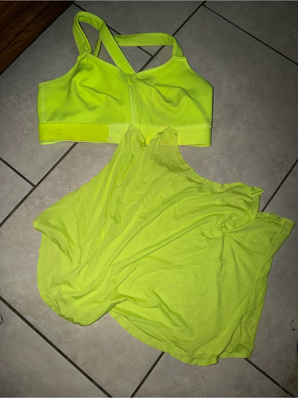 SHEFIT Neon Lime Zip-Front Sports Bra & Tank Set